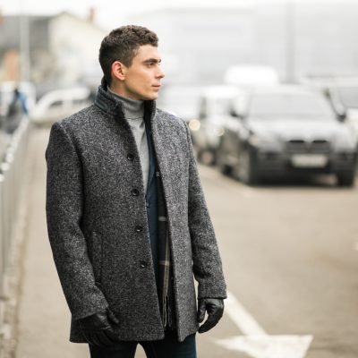 Man in jacket outside